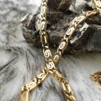 Gouden scroll schakel ketting; Midas | 47 cm, Ophalen of Verzenden, Gebruikt, Overige kleuren, Goud