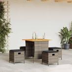 vidaXL 5-delige Tuinset met kussens poly rattan grijs, Verzenden, Nieuw, Rotan, Tuinset