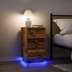 vidaXL Nachtkastje met LED-verlichting 38x34x65 cm oud hout, Verzenden, Nieuw, Hout