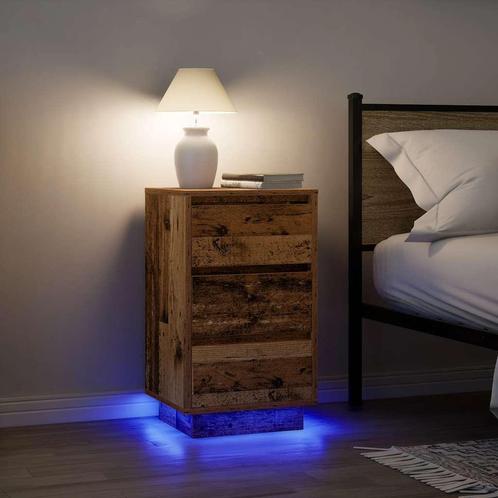 vidaXL Nachtkastje met LED-verlichting 38x34x65 cm oud hout, Huis en Inrichting, Slaapkamer | Nachtkastjes, Nieuw, Hout, Verzenden