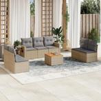 vidaXL 8-delige Loungeset met kussens poly rattan beige, Verzenden, Nieuw, Rotan, Loungeset
