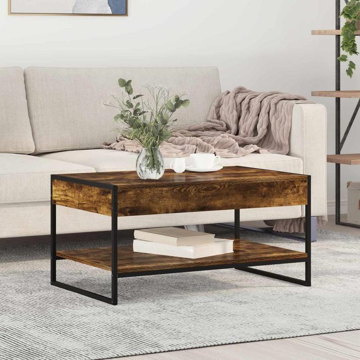 vidaXL Salontafel Rook Eik 80 x 50 x 40 cm Bewerkt hout, Huis en Inrichting, Tafels | Salontafels, Nieuw, 50 tot 100 cm, Overige houtsoorten