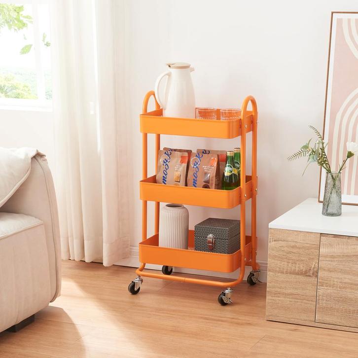 Keukentrolley Pyhäntä met 3 manden 78,5x46x35 cm oranje [en., Huis en Inrichting, Keuken | Keukenbenodigdheden, Verzenden