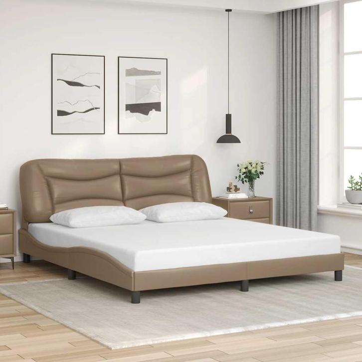 vidaXL Bedframe zonder matras Hvar kunstleer, Huis en Inrichting, Slaapkamer | Bedden, 80 cm, 200 cm, Bruin, Eenpersoons, Nieuw