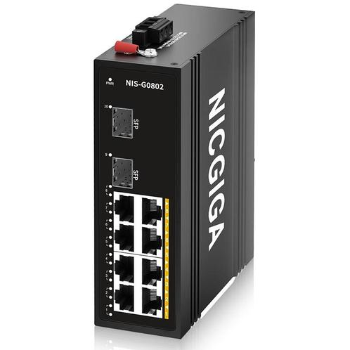 Nicgiga - 10 poort 8xRJ45 2xSFP - ethernet switch / netwerk, Doe-het-zelf en Verbouw, Elektra en Kabels, Verzenden