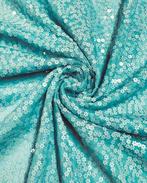 Tule Mesh Bloem Pailletten Turquoise, Nieuw, Blauw