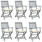 vidaXL Tuinstoelen 6 st inklapbaar met kussens massief, Tuin en Terras, Tuinstoelen, Verzenden, Nieuw, Hout