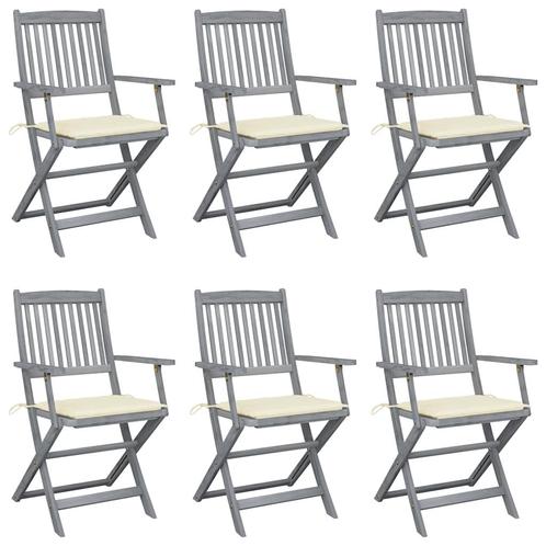 vidaXL Tuinstoelen 6 st inklapbaar met kussens massief, Tuin en Terras, Tuinstoelen, Nieuw, Hout, Verzenden