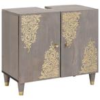 vidaXL Wastafelkast Grijs 62 x 33 x 58 cm Massief Mango Hout, Huis en Inrichting, Verzenden, Nieuw