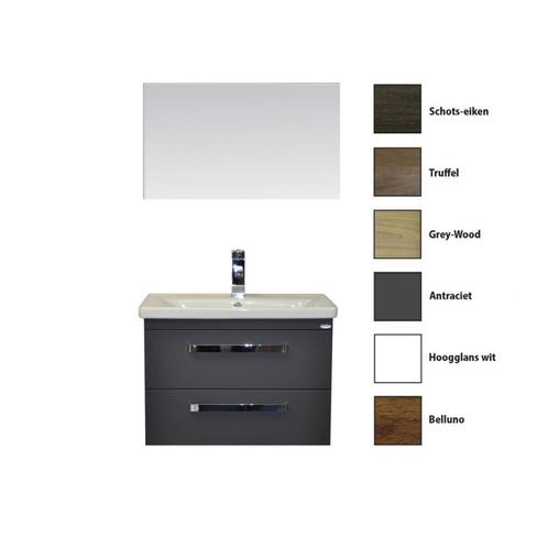Badkamermeubelset Sanicare Q10 2 Laden 65cm Belluno-Eiken, Doe-het-zelf en Verbouw, Sanitair, Bad, Nieuw, Chroom, Ophalen of Verzenden