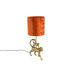 Vintage tafellamp goud met stoffen kap rood - Animal Aap, Nieuw, Overige materialen, Landelijk, 50 tot 75 cm