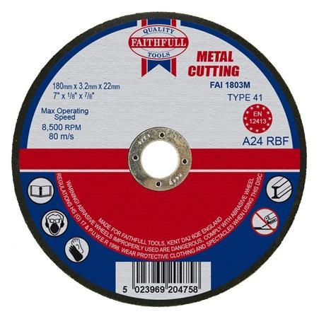 Slijpschijf metaal 180x3,2x22,2mm vlak Faithfull, Doe-het-zelf en Verbouw, Gereedschap | Machine-onderdelen en Toebehoren, Nieuw