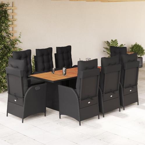 vidaXL 9-delige Tuinset poly rattan zwart, Tuin en Terras, Tuinsets en Loungesets, Tuinset, Nieuw, 8 zitplaatsen, Rotan, Verzenden