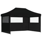 Partytent inklapbaar pop-up met 3 zijwanden zwart, Verzenden, Nieuw, 2 meter of meer, Partytent