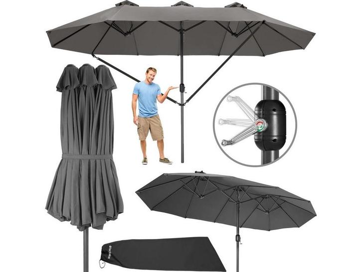 tectake® Dubbele parasol Silia - 460 x 270 cm -, Huis en Inrichting, Woonaccessoires | Overige, Nieuw, Verzenden
