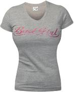 Bad Girl T-shirt met V-hals Grijs Roze, Kleding | Heren, Sportkleding, Nieuw, Maat 46 (S) of kleiner, Bad Girl, Grijs