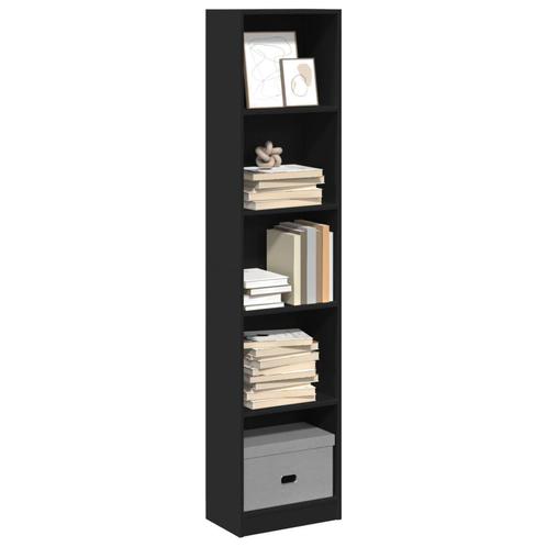 vidaXL Boekenkast 40x24x176 cm bewerkt hout zwart, Huis en Inrichting, Kasten | Boekenkasten, Nieuw, Overige houtsoorten, Verzenden