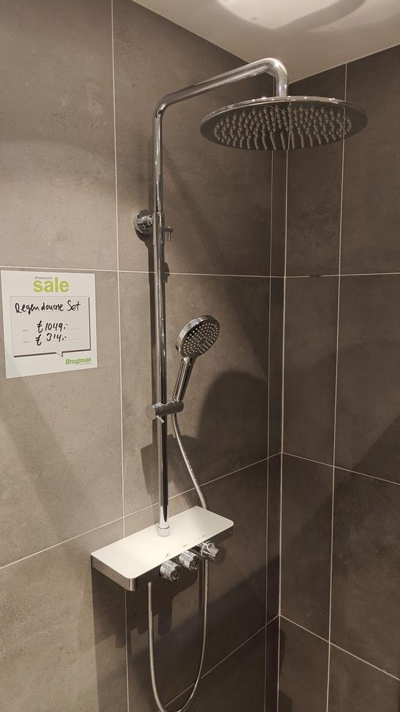 Regendouche set chroom met planchet en selectknoppen - 0030, Doe-het-zelf en Verbouw, Sanitair, Douche, Nieuw, Chroom, Ophalen