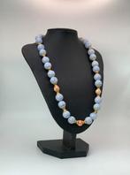 Halsketting - 18 karaat Geel goud - Koraal - Chalcedoon, Sieraden, Tassen en Uiterlijk, Kettingen, Nieuw
