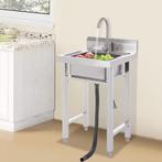 Vrijstaande RVS Spoelbak 50×50×93 cm met Kraan en Filtermand, Verzenden, Nieuw