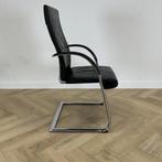 ahrend 350 Design vergaderstoel met hoge rug en slede frame,, Gebruikt, Zwart, Leer, Ophalen of Verzenden