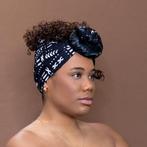 Afrikaanse Zwart / witte Satin Lined Bogolan hoofddoek - Mud, Ophalen of Verzenden, Nieuw