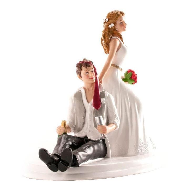 Taarttopper Bruidspaar Bruidegom Laveloos Polystone 14,5cm, Hobby en Vrije tijd, Taarten en Cupcakes maken, Nieuw, Verzenden