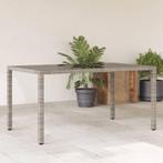 vidaXL Tuintafel met glazen blad 150x90x75 cm poly rattan, Verzenden, Nieuw
