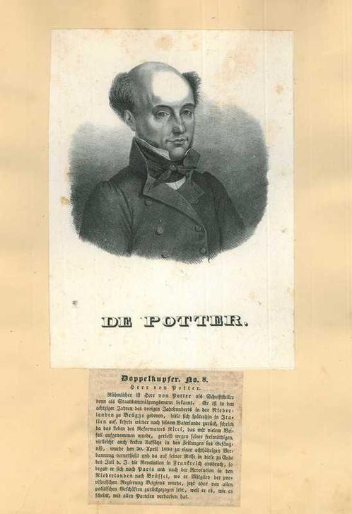 Portrait of Louis de Potter, Antiek en Kunst, Kunst | Etsen en Gravures