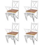 Witte Houten Eetkamerstoelen (4 stuks) - Tweedekansje - O..., Wit, Nieuw, Ophalen of Verzenden, Vier