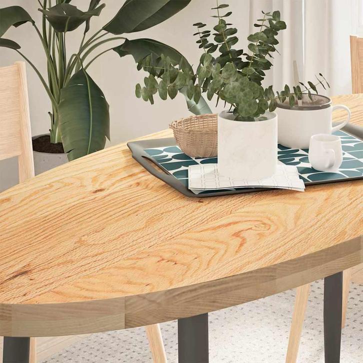 vidaXL Tafelblad 140x60x4 cm ovaal massief eikenhout, Huis en Inrichting, Tafels | Eettafels, Nieuw, Verzenden