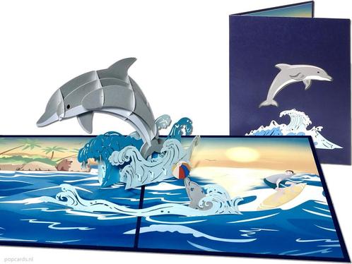 Flipper! Uit de golven springende dolfijn met jong en sur..., Diversen, Wenskaarten, Verzenden