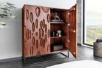 Massief Highboard DUNE 120cm Walnoot-Bruin Acaciahout 3D, Huis en Inrichting, Kasten | Overige, Ophalen of Verzenden, Nieuw