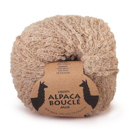 DROPS Alpaca Bouclé Mix - 2020 lichtbeige - Wol Garen, Hobby en Vrije tijd, Breien en Haken, Ophalen of Verzenden