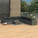 vidaXL 9-delige Loungeset met kussens poly rattan grijs, Meer dan 8 zitplaatsen, Nieuw, Loungeset, Verzenden