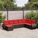 vidaXL 8-delige Loungeset met kussens poly rattan bruin, Nieuw, 8 zitplaatsen, Loungeset, Verzenden