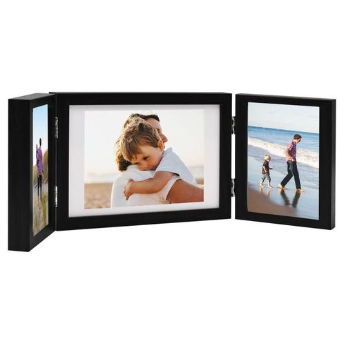 vidaXL Fotolijst drieluik 28x18 cm+2x(13x18 cm) zwart, Audio, Tv en Foto, Fotografie | Fotolijsten, Nieuw, Verzenden