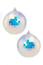 2x Discobal Ø 10 cm Klein Discobol Spiegelbol Glitterbol Gli, Ophalen of Verzenden, Nieuw, Feestartikel, Carnaval