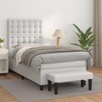 vidaXL Boxspring met matras kunstleer wit 100x200 cm, Overige materialen, 100 cm, Eenpersoons, Verzenden