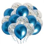 VSE luxe confetti ballonnen 20 stuks metallic blauw, Nieuw, Ophalen of Verzenden