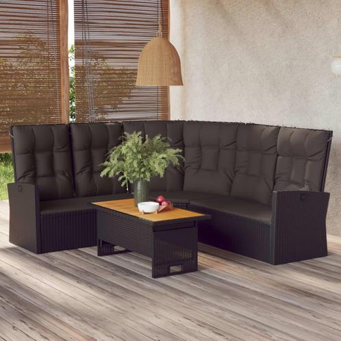 vidaXL Tuinhoekbank verstelbaar met kussens poly rattan, Tuin en Terras, Tuinsets en Loungesets, Nieuw, Rotan, Verzenden