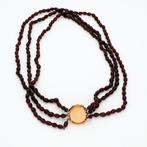 Halsketting - 14 karaat Geel goud - Granaat, Sieraden, Tassen en Uiterlijk, Kettingen, Nieuw