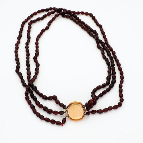 Halsketting - 14 karaat Geel goud - Granaat, Sieraden, Tassen en Uiterlijk, Kettingen