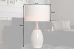 Moderne tafellamp CARLA 60cm wit zilver met linnen kap -, Huis en Inrichting, Lampen | Tafellampen, Ophalen of Verzenden, Nieuw