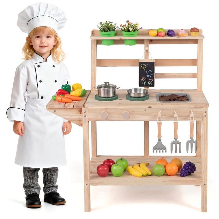 LIVSK Houten Modderkeuken voor Kinderen - Interactief Fornui, Kinderen en Baby's, Speelgoed | Speelkeukens, Nieuw, Verzenden