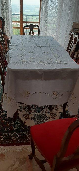 Servet - 270 cm - 170 cm - Gelakte linnen tafelkleed, Antiek en Kunst, Antiek | Kleden en Textiel
