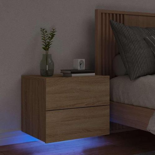vidaXL Nachtkastje met LEDs wandgemonteerd sonoma, Huis en Inrichting, Slaapkamer | Nachtkastjes, Nieuw, Minder dan 45 cm, Hout