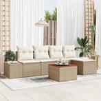 vidaXL Tuin Sofa Set 6 pcs Beige, wit, Verzenden, Nieuw, Rotan