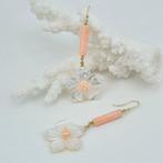 Koraal - Verguld, Zilver - Oorbellen - Roze koraal, Antiek en Kunst