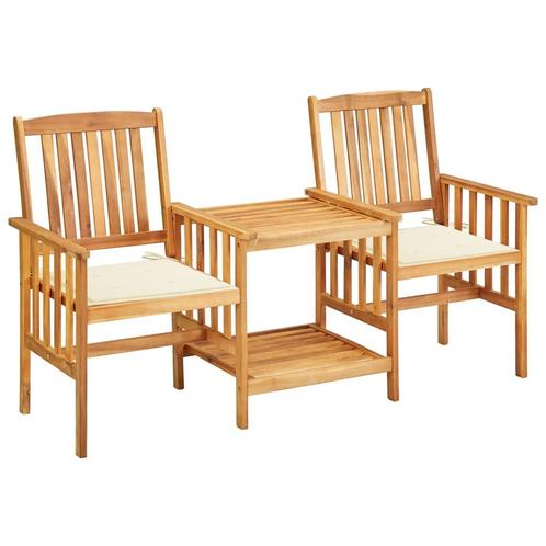 vidaXL Tuinstoelen met tafeltje en kussens massief, Tuin en Terras, Tuinsets en Loungesets, Tuinset, Nieuw, Hardhout, Verzenden